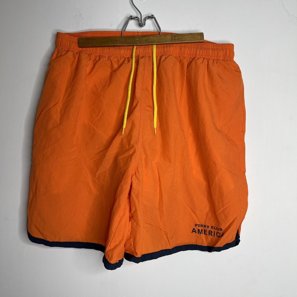 Perry Ellis America Active Mens Size XL Swim Shorts Mesh Liner Orange